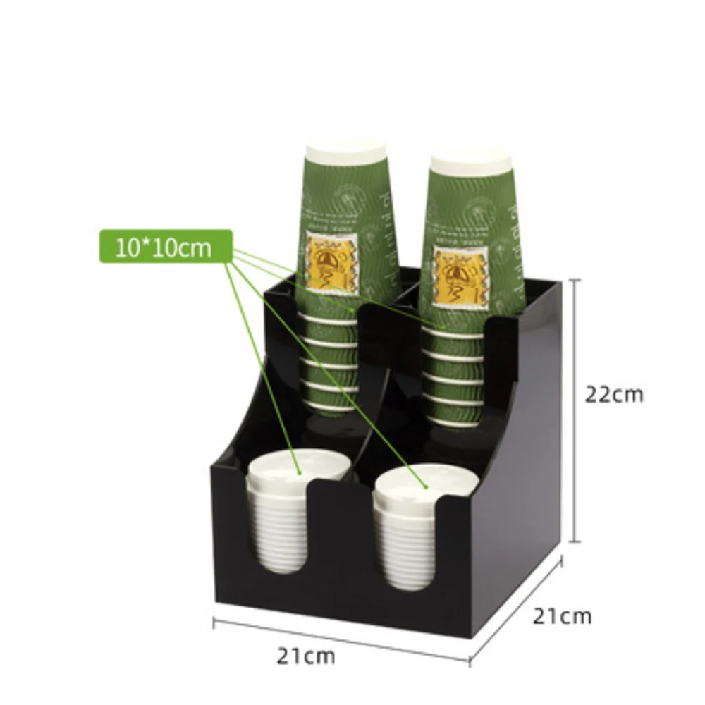 Acrylic Coffee Cup Dispenser, milk disposable plastic paper cups lid holder organizer party et cafe store stand rack storage