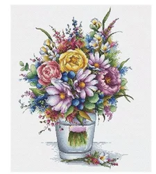DIY Homefun Cross Stitch Kit - Counted Cross - Stitching Set with New Pattern - 14CT metallic aida (Transparent)