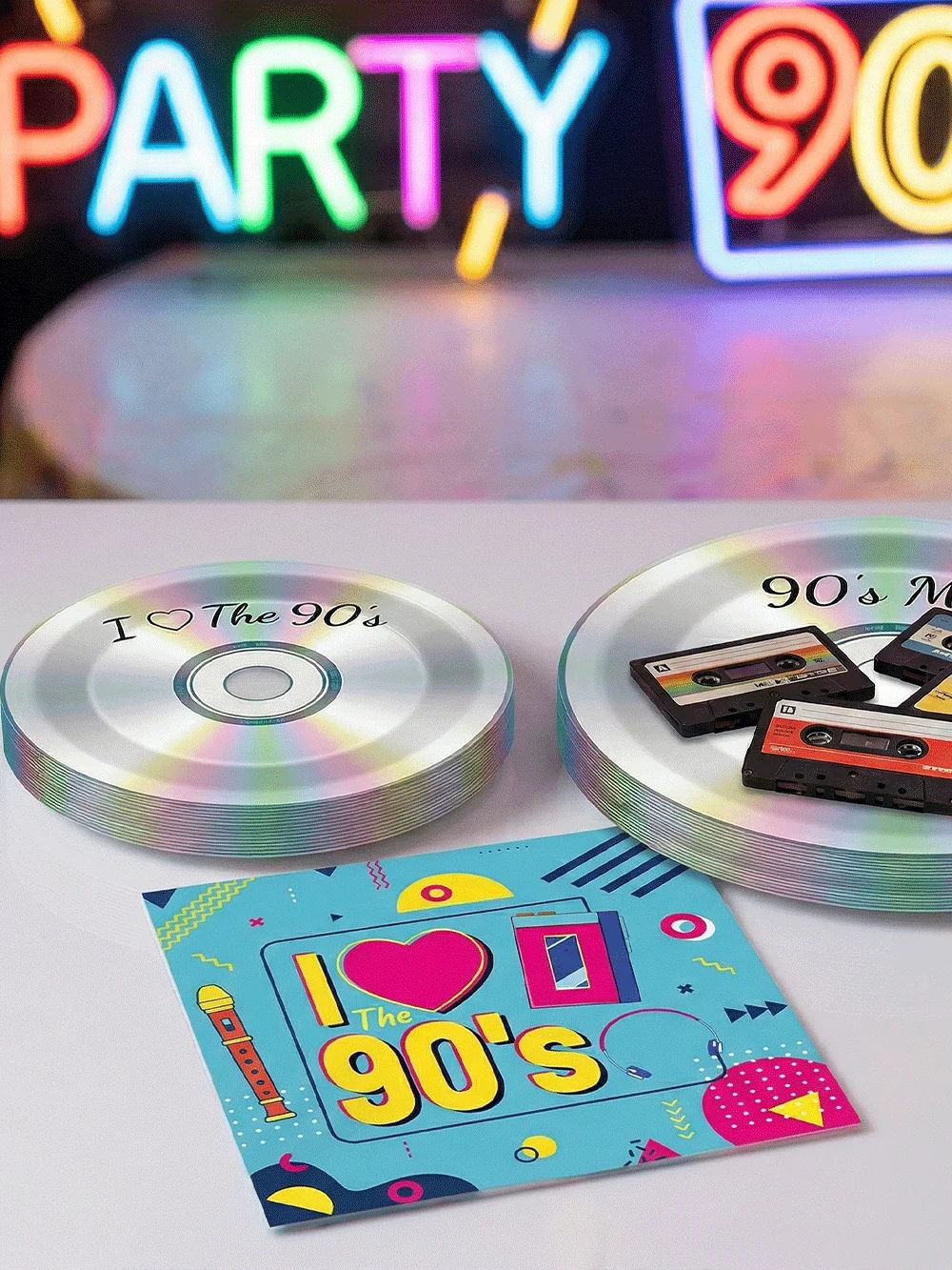 90er-Jahre Themenparty Dekorationen Retro Tischgeschirr-Set Vintage Hip-Hop Geburtstag Pappteller Servietten 1990er Old School Disco Zubehör – Detail 7