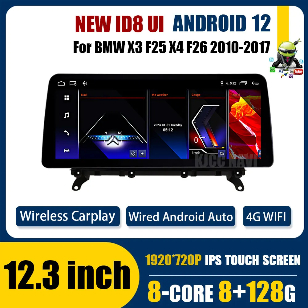 Android For Bmw X3 F25 X4 F26 Cic Nbt System 12.3'' Ips Touch Screen