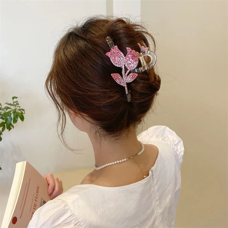 

Модный тюльпан, искусственный краб, коготь, женская элегантная фотосессия, заколки для девочек, простые аксессуары для конского хвоста