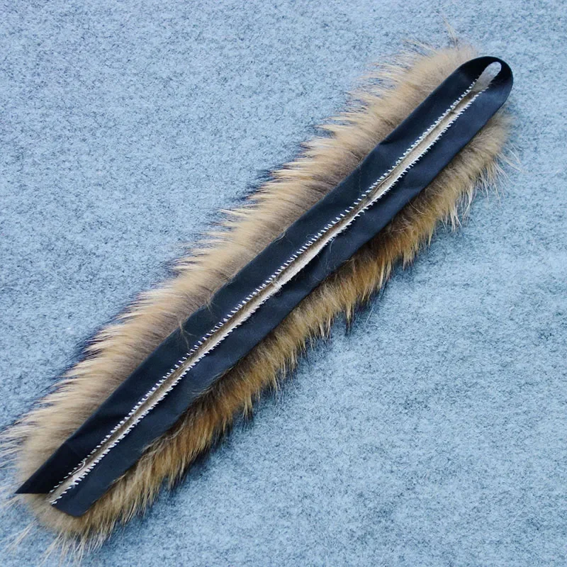 Real Raccoon Fur Collar For Children Parkas Coats Natural fur Girl Boy Kids Winter Scarves Genuine 50cm 60cm ZH03 Qearlstar raccoon fur scarf