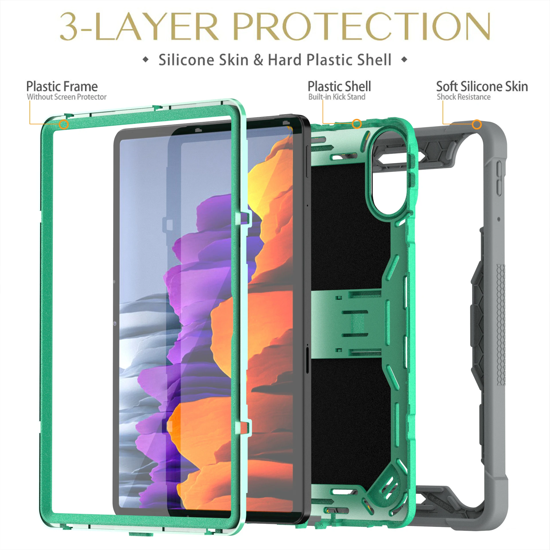 Rugged Anti-Slip Armor Case with Built-in Kickstand - Shockproof Protection