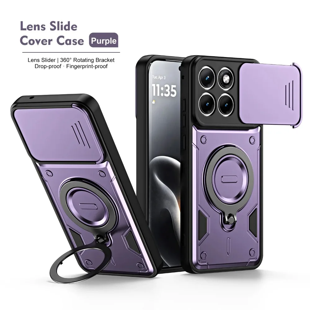 Heavy Duty 360° Rotating Holder Case with Metal Ring and Camera Protection Cover