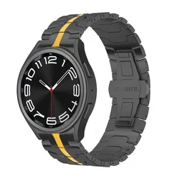 Premium No Gap Stainless Steel Strap - Watch 6 Classic 43mm (Black - Yellow)