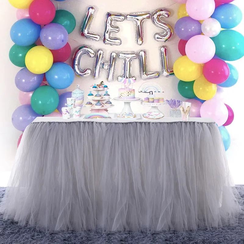 

Birthday Skirts for Tables,Table Skirt Tulle, Baby Shower Wed, Banquet Birthday Party Table Skirting Event Table Decoration