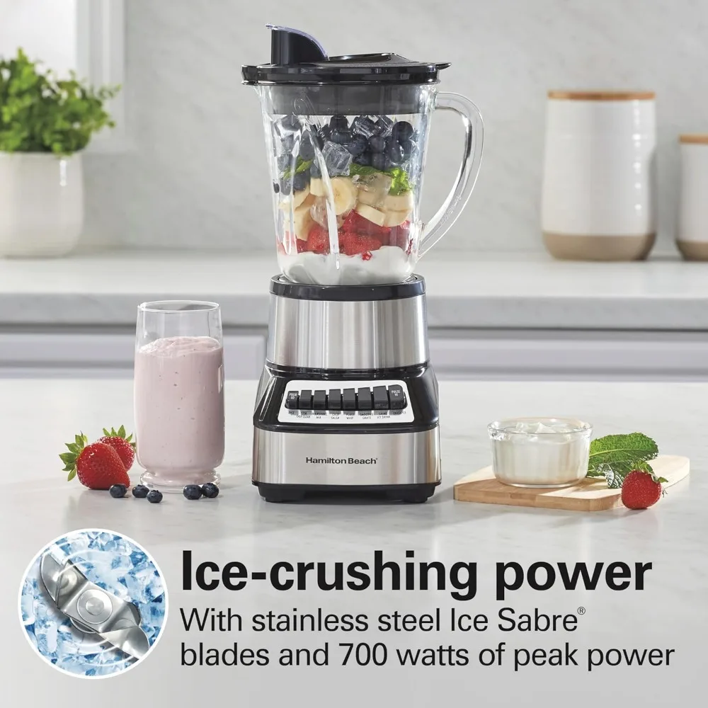 Wave Crusher Blender For Smoothies With 40 Oz Glass Jar and 14 Functions, Ice Sabre Blades & 700 Watts for Consistently