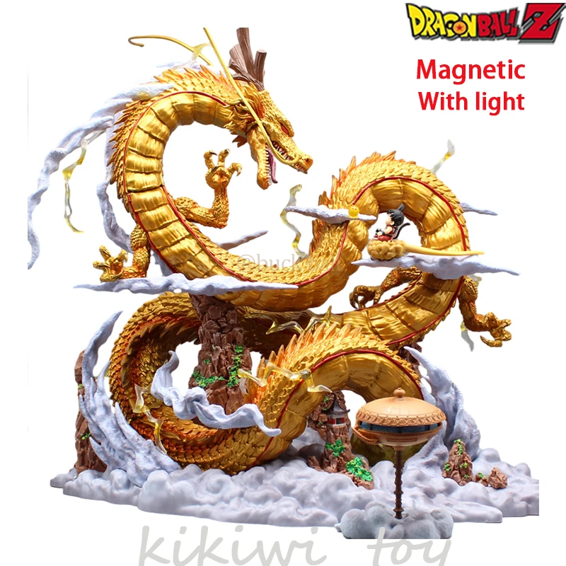 

43cm Golden Shenron Dragon Ball Z Anime Figure Little Goku Magnetic Light Action Figure Statue Model Doll Collectible Ornament