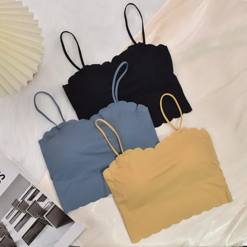 Women Lingerie Bra Tube Tops Fashion Summer Sexy Sports Bras Push Up Ice Silk Seamless Word Sling women lingerie bra women tube tops