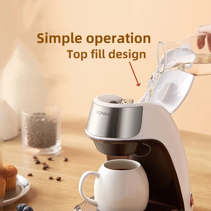 KONKA Drip Coffee Maker 10-Cup Auto Shut-Off Reusable Filter Compact Ideal for Home & Office Brews Fresh Coffee KCF-CS2