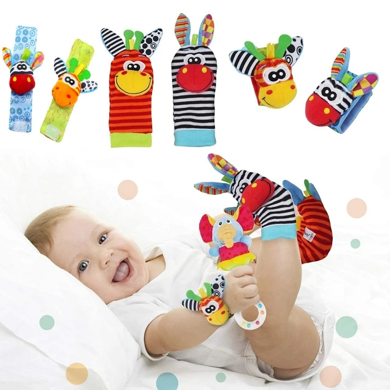 

Infant Baby Kids Socks Wrist Rattle Set Toys Foot Socks 0~6 Months Newborn Grab Training Rattles Educational Games Baby Toy Gift