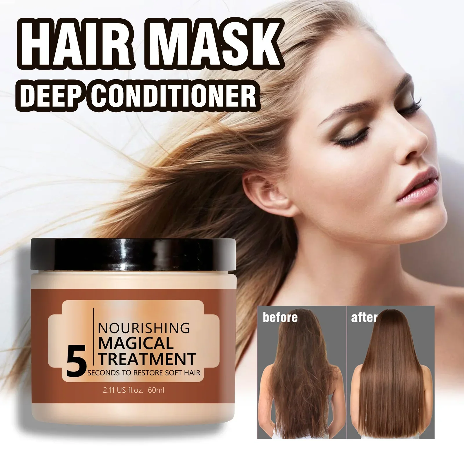 Hair Mask Keratin Treatment For Smooth Soft Shiny Hair Repair Dry Frizz Damage 60ml