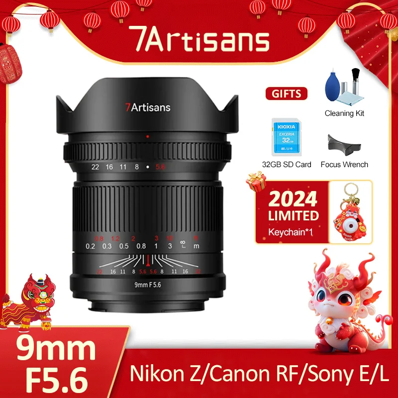 7 Artigiani 7 Artigiani 9Mm F5.6 Full Frame Grandangolare Prime Fish Lens Per Leica L Sony E Nikon Z Canon Rf Mirrorless Obiettivo Della Fotocamera