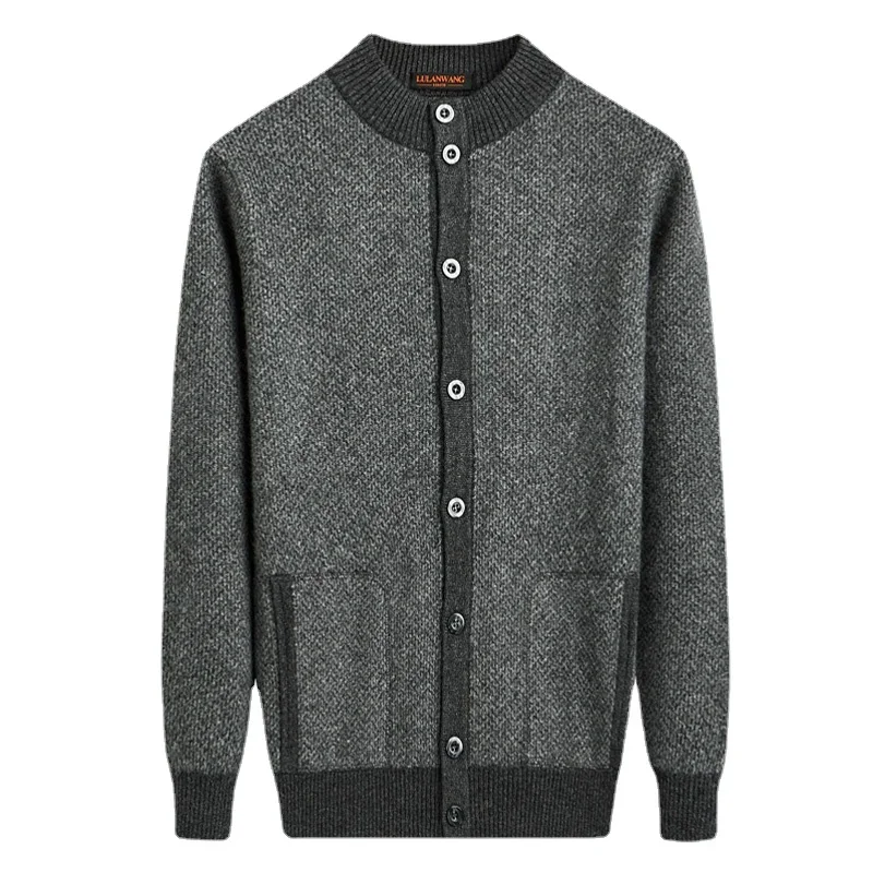 

New Arrival Fashion High Quality Winter Men's Double Strand Coat 100% Pure Cashmere Cardigan Thick Knitted Sweater Size XS-5XL