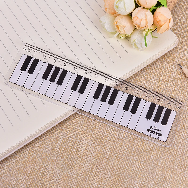 

1Pcs Cute Musical Notes Piano Keyboard Plastic Straight Rulers Bookmark School Student Drawing Sketch Stationery Gift