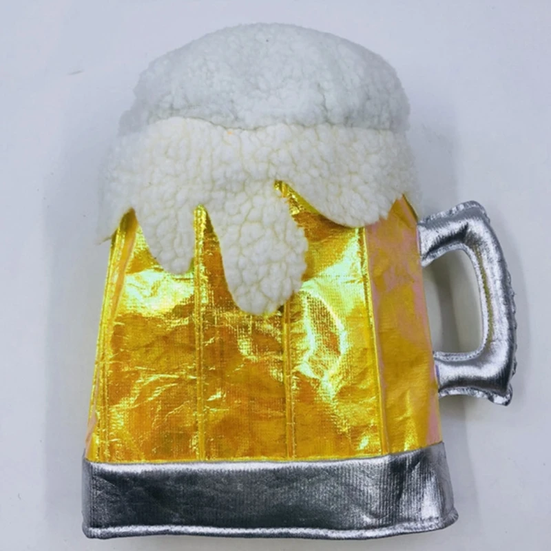 

Novelties Party Supplies Oktoberfest Beer Mug Hat Yellow Beer Glasses Plush Cap Toy Halloween Cosplay Gift