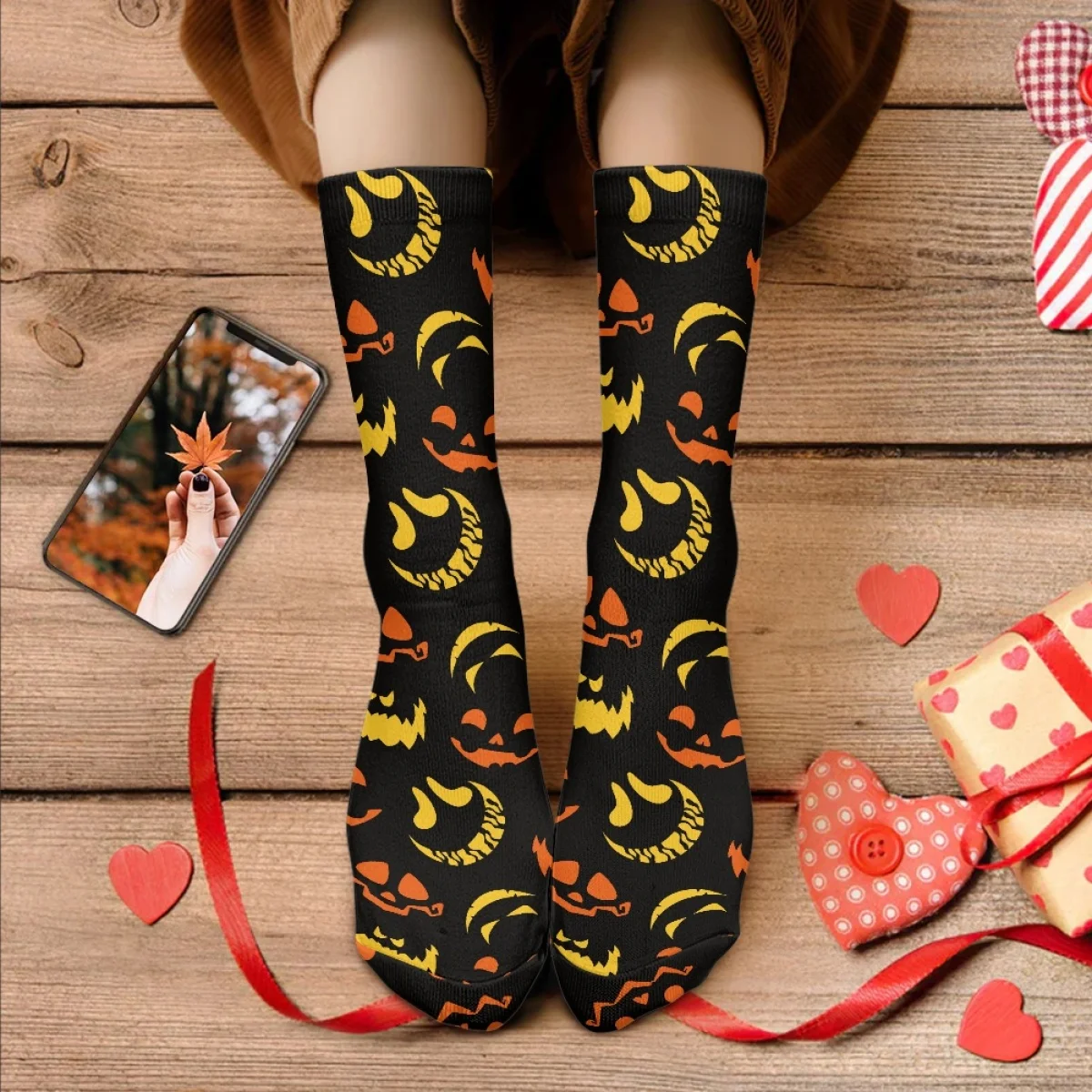 

Halloween Decoration Scary Cat Smile Print Sockings Brand Breathable Sweat Absorption Woman Dirt Resistant Socks Bodysuit Garter