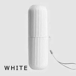 Portable Travel Toothbrush and Toothpaste Storage Organizer Cup (White)
