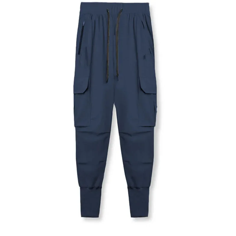 New Men's Fitness Running Trousers European Size Lightweight Four-Dimensional Elastic Loose Fit Cuffed Training Pants
