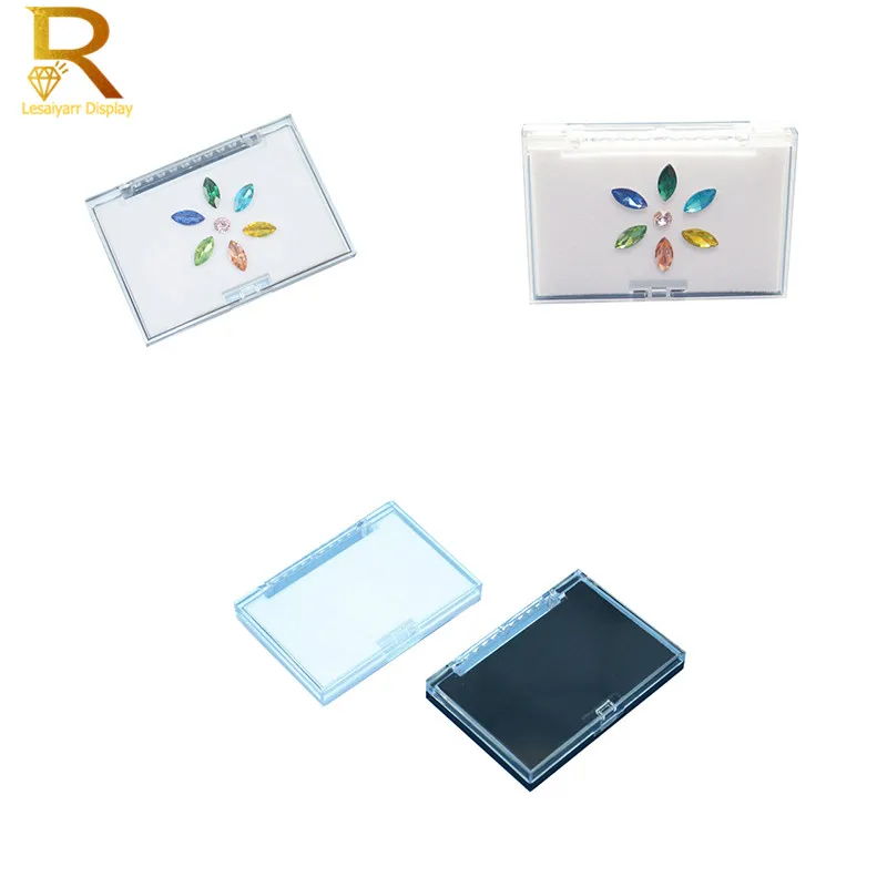 

Wholesale Gemstone Container Jewelry Pendant Display Box Transparent Rectangle Loosing Diamond Gem Beads Coin Storage Sponge Jar