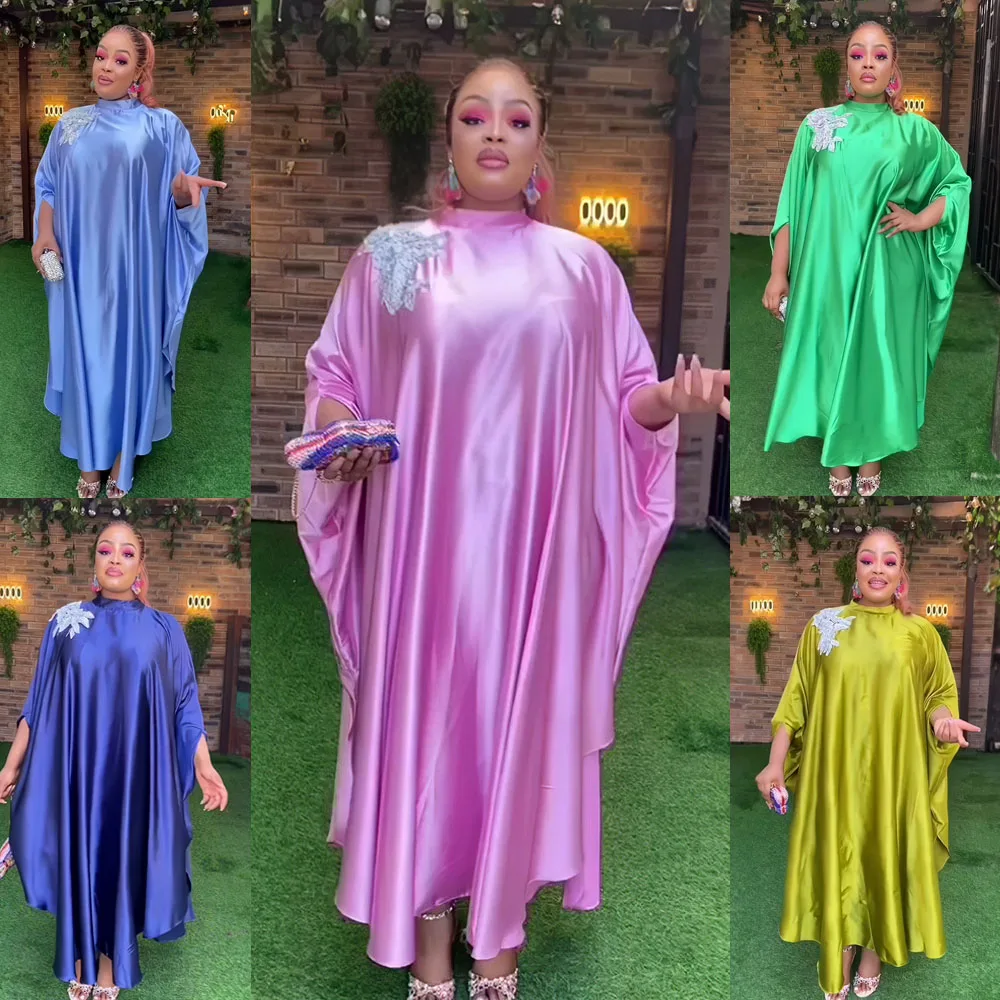 

2024 Autumn New African Dresses for Women Batwing Sleeve Loose Party Dress Muslim Abaya Dubai Kaftan Maxi Dashiki Ankara Robe