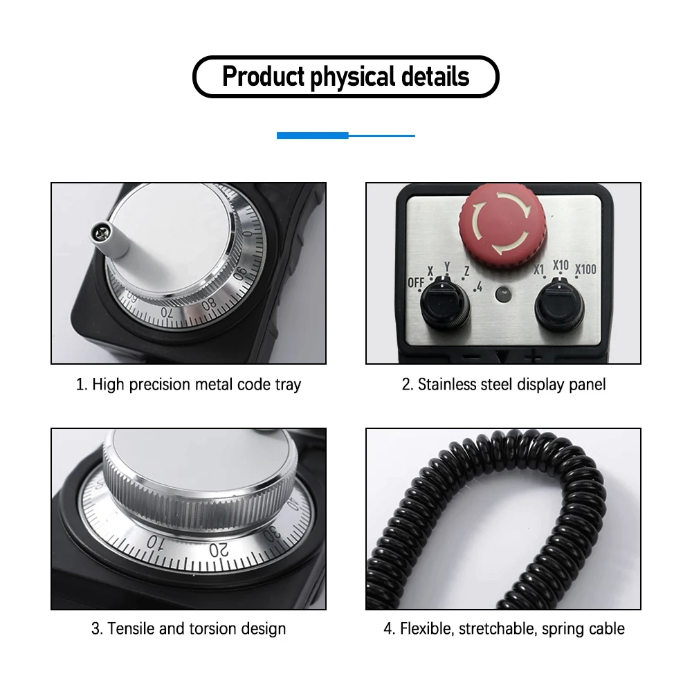 CNC Manual Pulse Generator 4 / 6 Axis STK MPG Emergency Stop Pendant Handwheel 5V 5V-24V CNC Controller