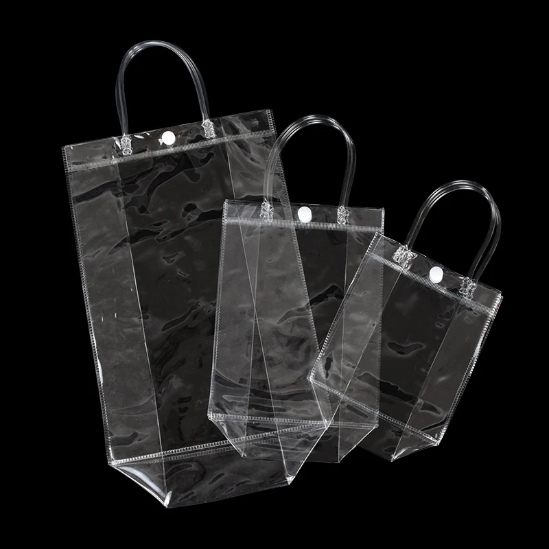 Yarlung 10 Sacchetti Regalo Trasparenti In PVC Con Manici Bianchi - 17,8x10x20,3 Cm, Riutilizzabili, Impermeabili, Per Bomboniere E Matrimoni