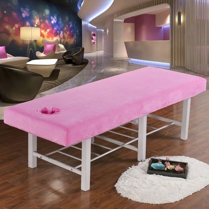 Thick Crystal Velvet Fitted Bed Sheet, Beauty Salon Massage Table, Skin-Friendly Massage Sheet, SPA Bed Cover with Hole Sabnanas 2