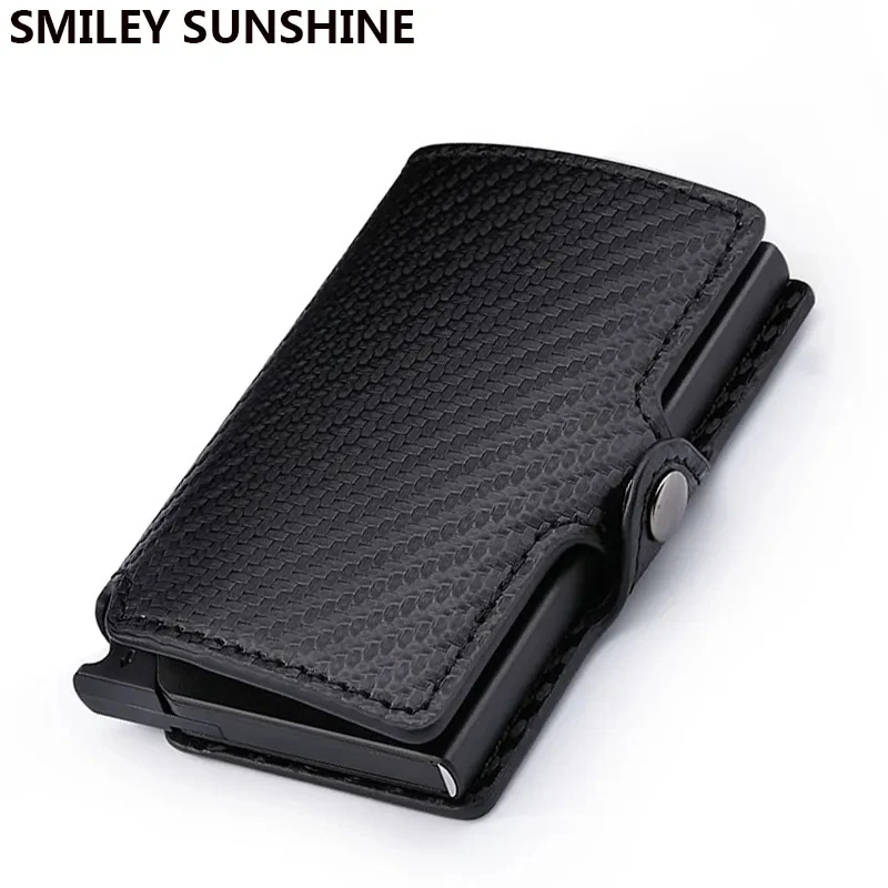 

Carbon Fiber Credit Card Holder Wallets Men Brand Rfid Black Magic Trifold Leather Slim Mini Wallet Small Money Bag Male Purses