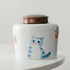 Three-dimensional Painted Ceramic Tea Cans Cute Cat Alloy Sealed Storage Jar Candy Coffee Storage Box Decoration Jar Home Decor 2