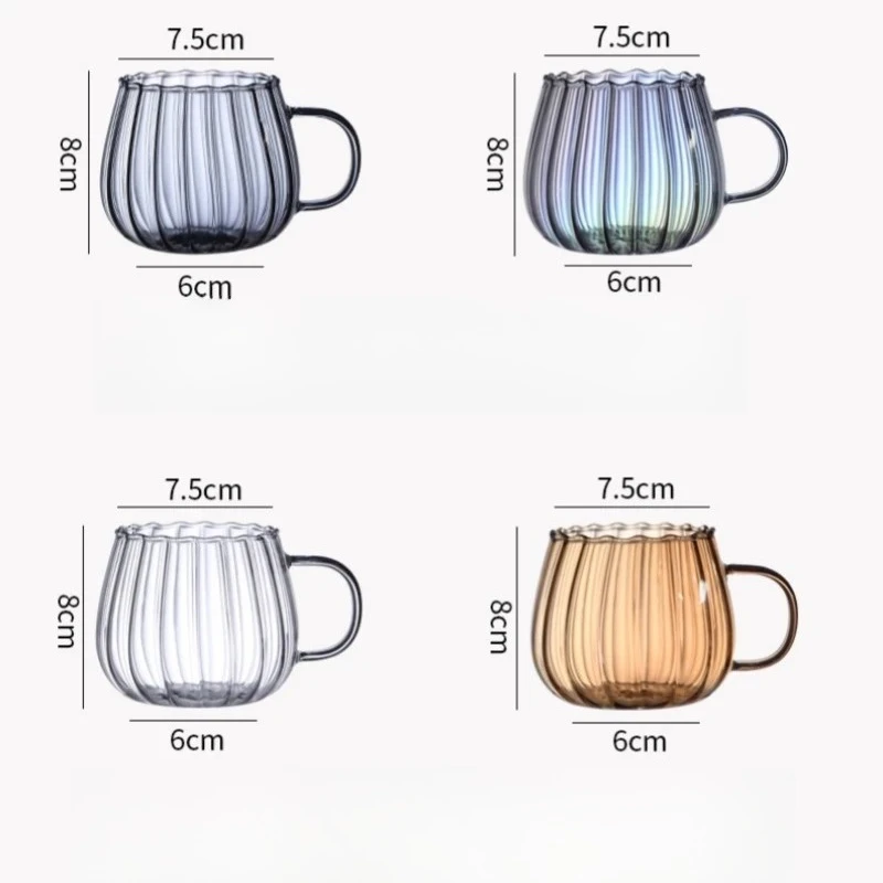 400ml Pumpkin Shaped Glass Cups High Borosilicate Glass Coffee Tea Drinks Dessert Breakfast Glasses For Juice Milk Tea Drinkware