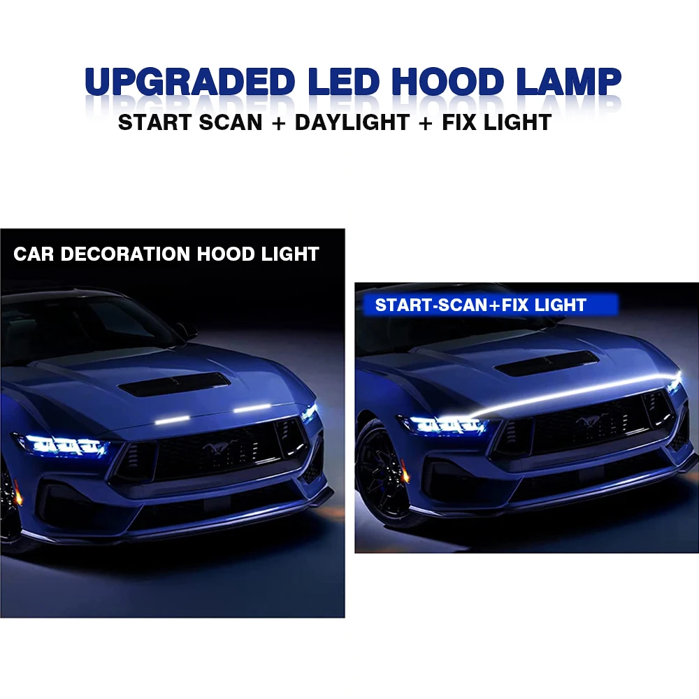 LED Car Lights OKEEN LED Scan Starting Car Hood Decorative Lamp Universal Car Daytime Running Light DRL Dynamic Auto Tuning Headlight Strip 12V led strip lights led lights led atmosphere lamp led light strip led car decorative lights led car decoration lamp car ambient lights led atmosphere lighting led interior lights