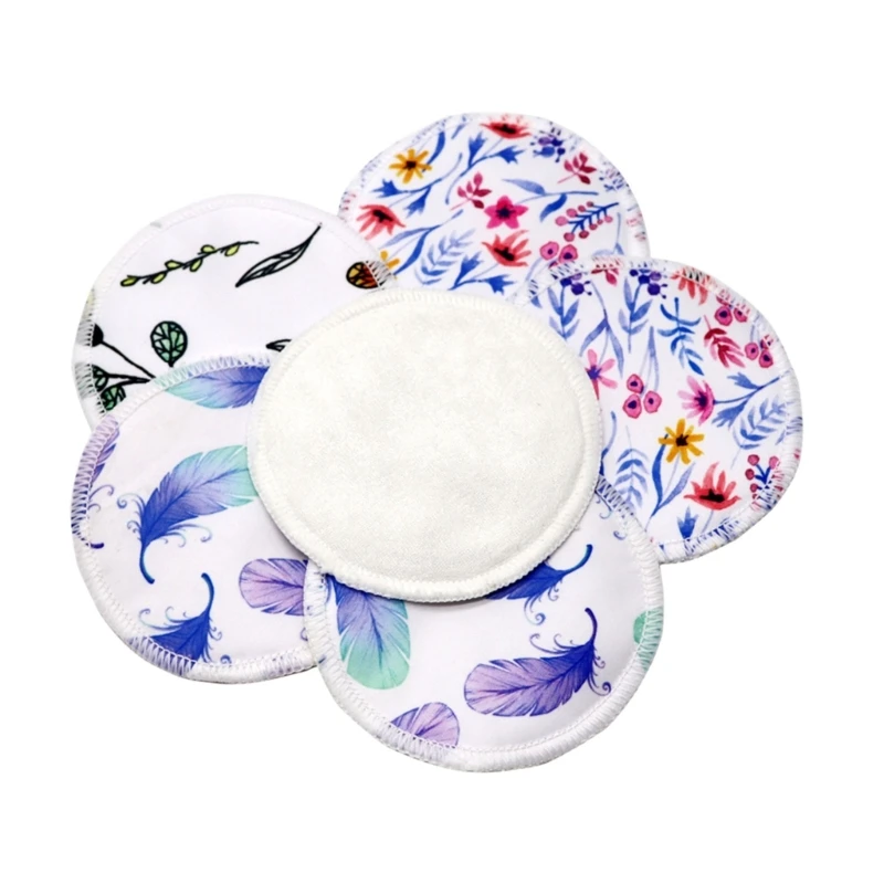 6Pcs/set Reusable Bamboo Nursing Pad Kit Super Absorbent Breast Milk Protections Mat with Portable Diaper Storage Bag 4
