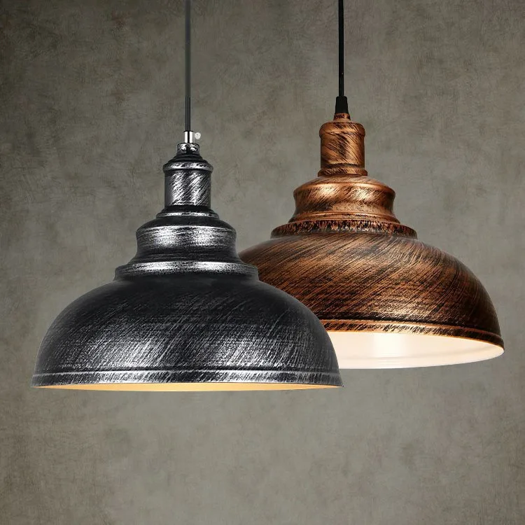 1pcs Hammered Metal Shade, Retro Dome Industrial Design  Pendant Light Fixture - Modern Black Finish Easy Installation