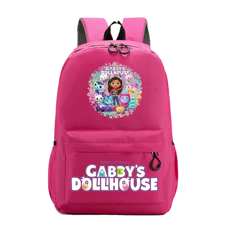 Gabby Dollhouses Backpack Cartoon Anime Knapsack Breathable Student Schoolbag Wear Resistant Canvas Bag Kids Cute Birthday Gifts