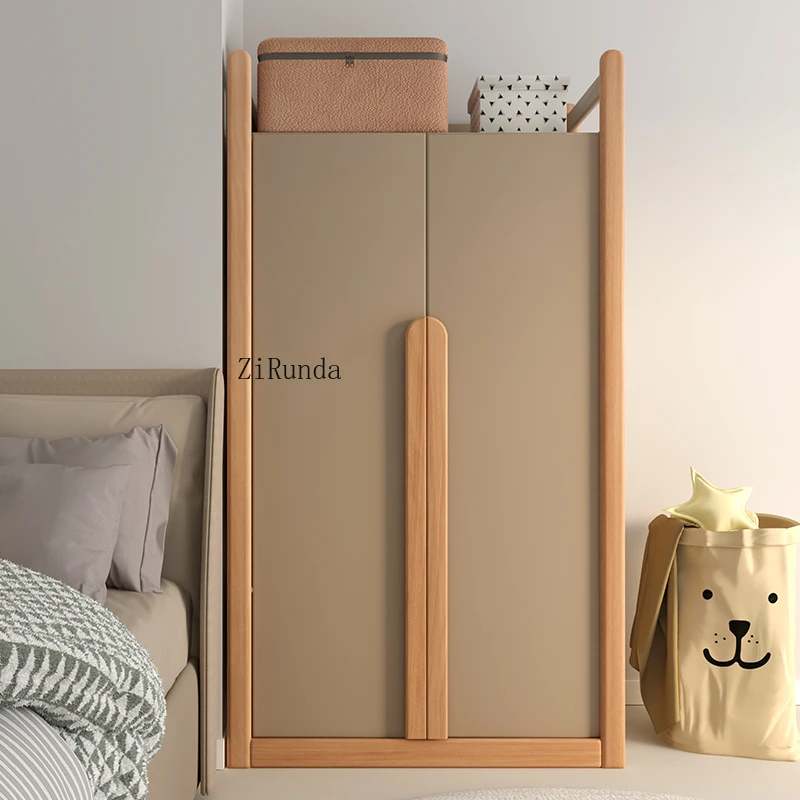Children's wardrobe Bedroom household all solid wood small wardrobe Children's room cabinet