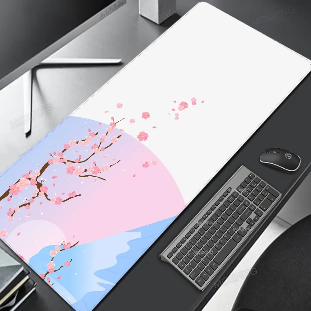 Japão Cherry Blossom Gaming Mouse Pad Deskmat Gamer Teclado Deskmat Computador Sakura Anime Escritório Deskmat Cinza - Imagem 3