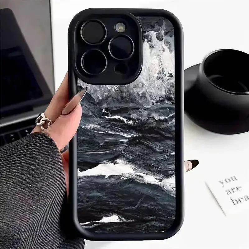 Elegant Black Gradient Watercolor Shockproof Silicone Phone Case