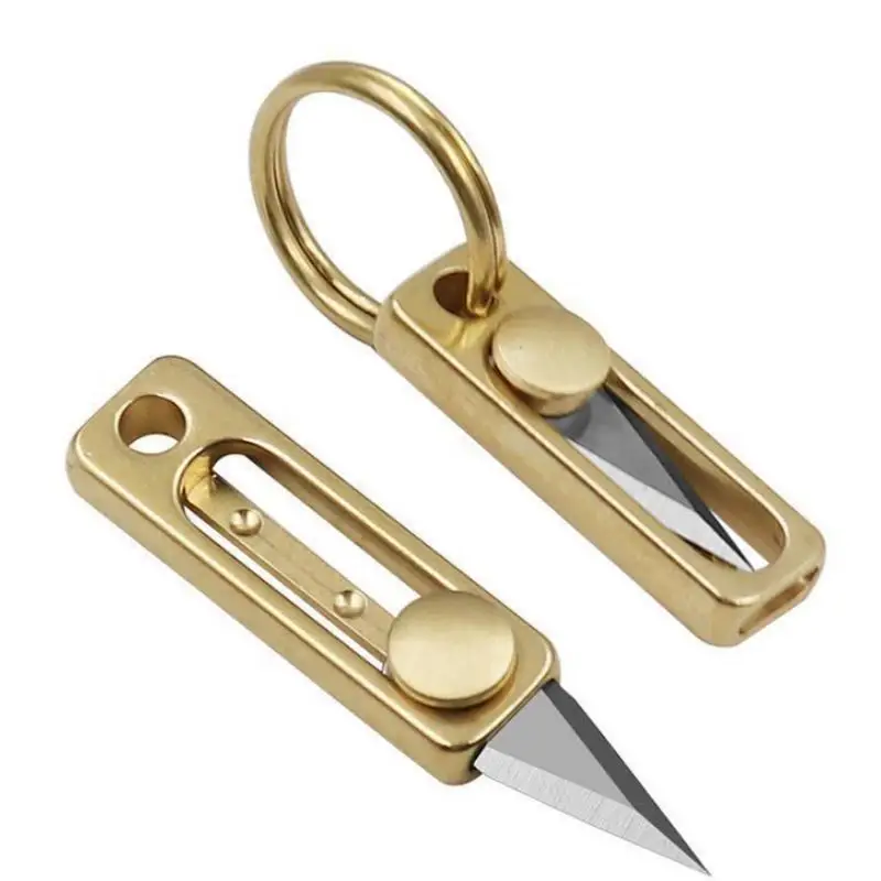 휴대용 미니 스테인리스 황동 생존 키체인 나이프 멀티툴 봉투 개봉기 (캠핑, 하이킹, 비상, 일상용)