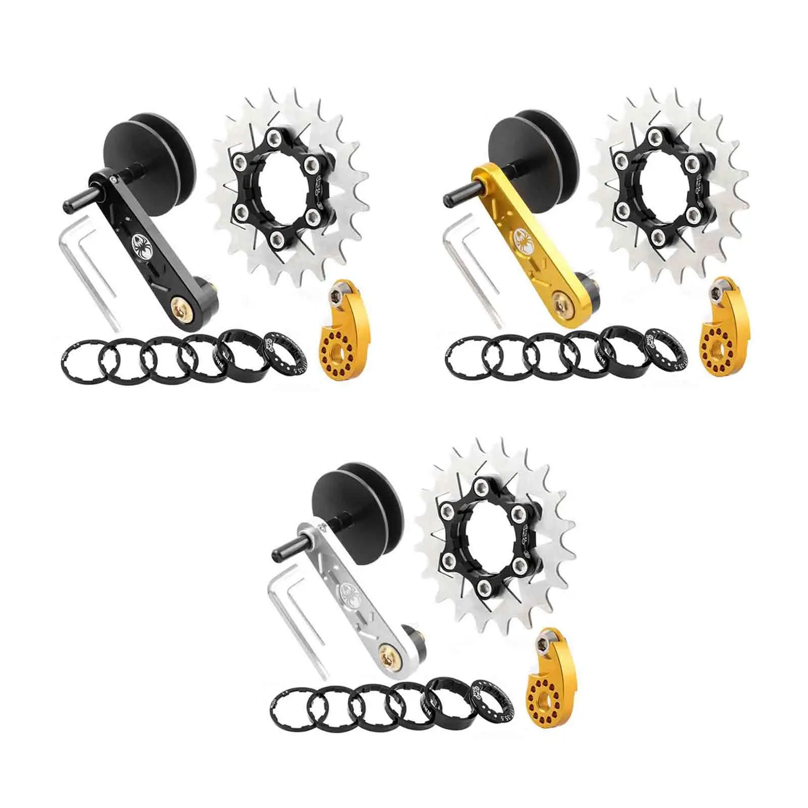 

Single Speed Conversion Set 20T Flywheel Outdoor Riding Replacement Base Gaskets Bike Cassette Spacer Bike Chain Stabilizer