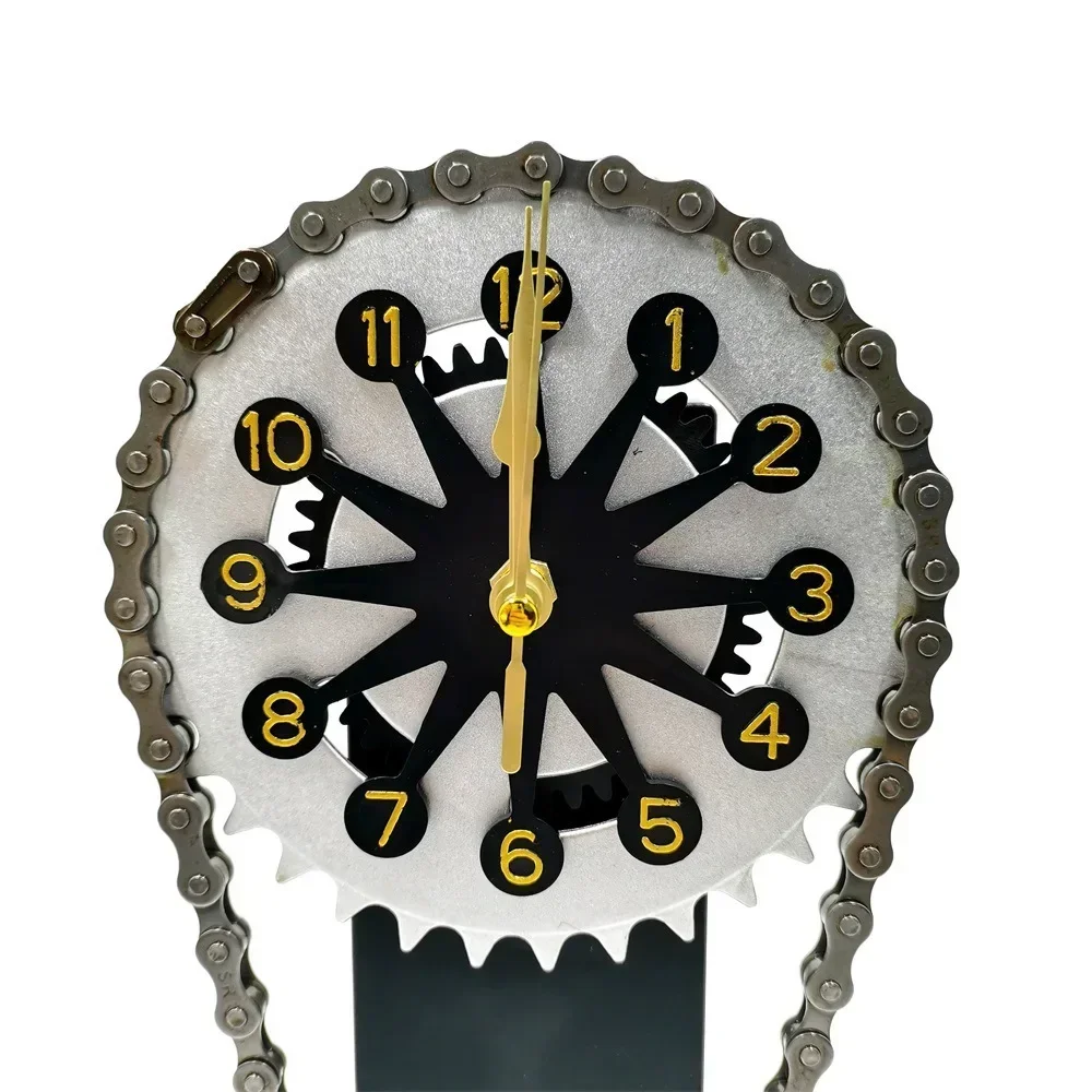 Vintage Chain Rotating Gear Desktop Clock Retro Handicraft Ornament Gifts for Restaurant Home Office Creative Timer Decoration images - 6