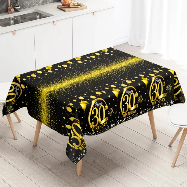 Nappe de poulet en plastique imperméable pour fête d'anniversaire, couverture de table, noir, or, hommes et femmes, ouvertement, 18 ans, 30 ans, 40 ans, 50 ans 1