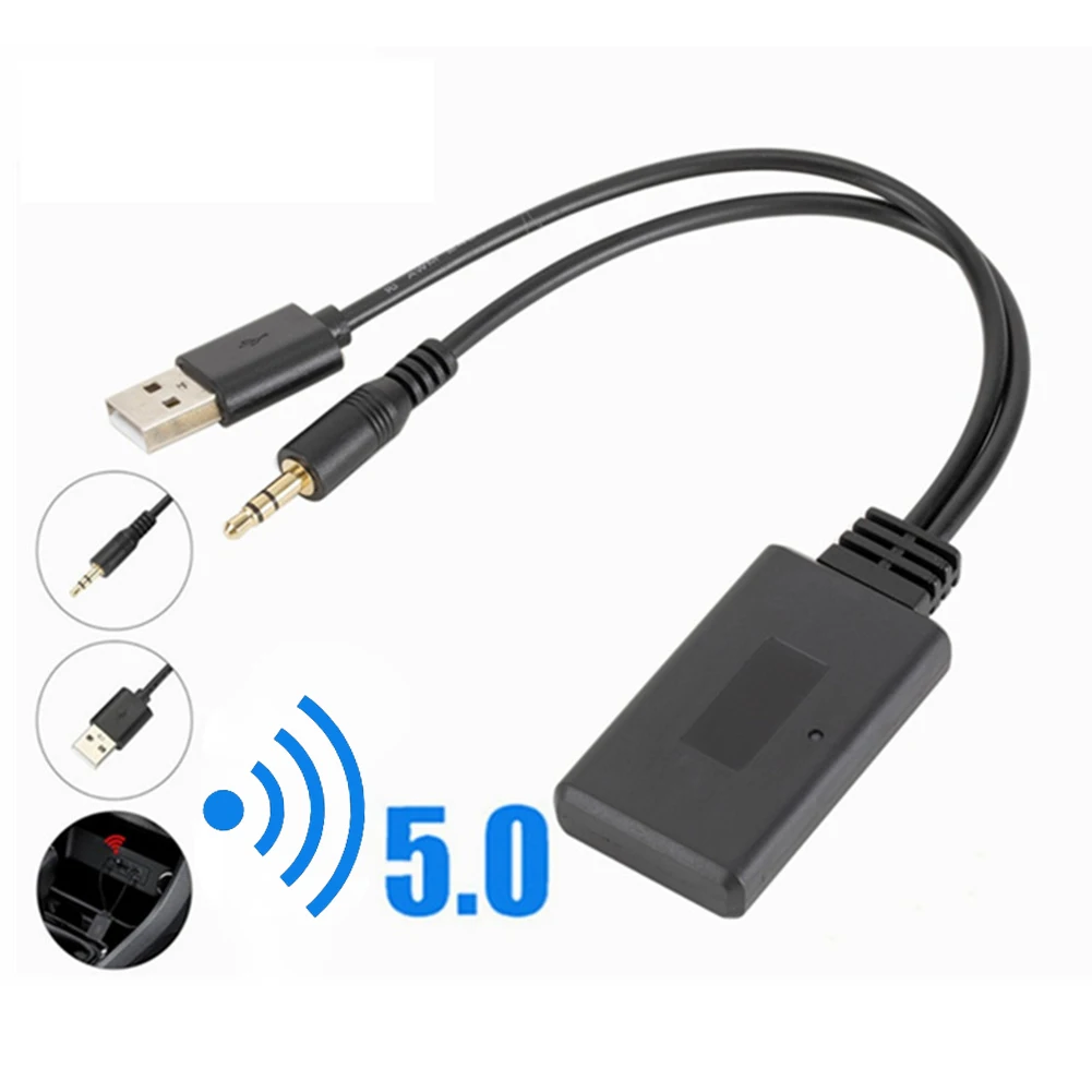 Bluetooth-compatible Radio Cable Adapter Universal Car Aux Music Audio Receiver 3.5mm Stereo USB Dongle Wireless Charger Adapter