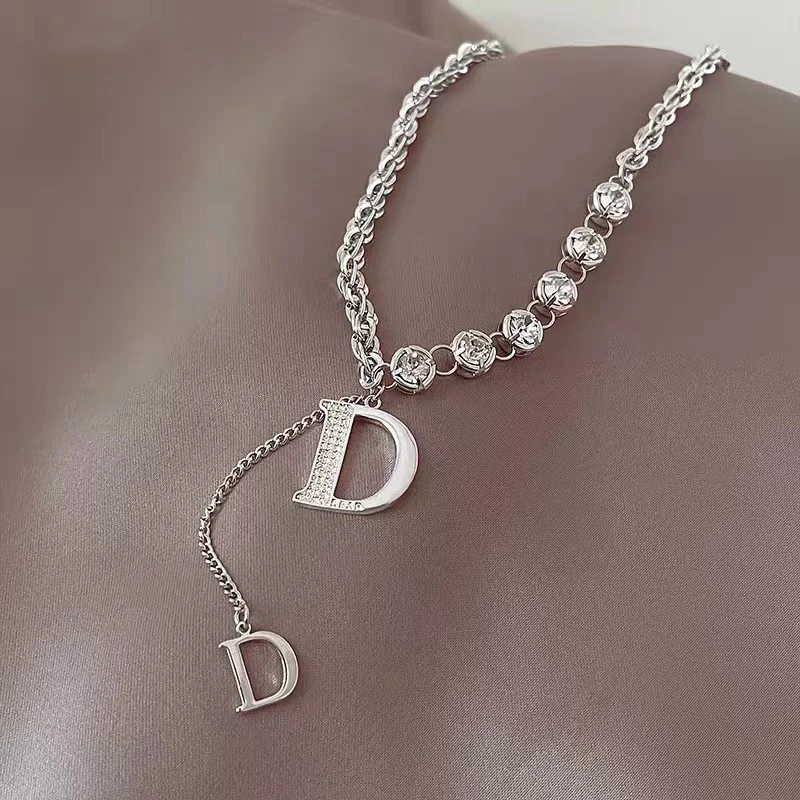 Gina Jewelry|d Letter Zircon Pendant Necklace - Fashion