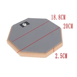 8-Inch Wooden Rubber Drum Practice Pad (Gray)