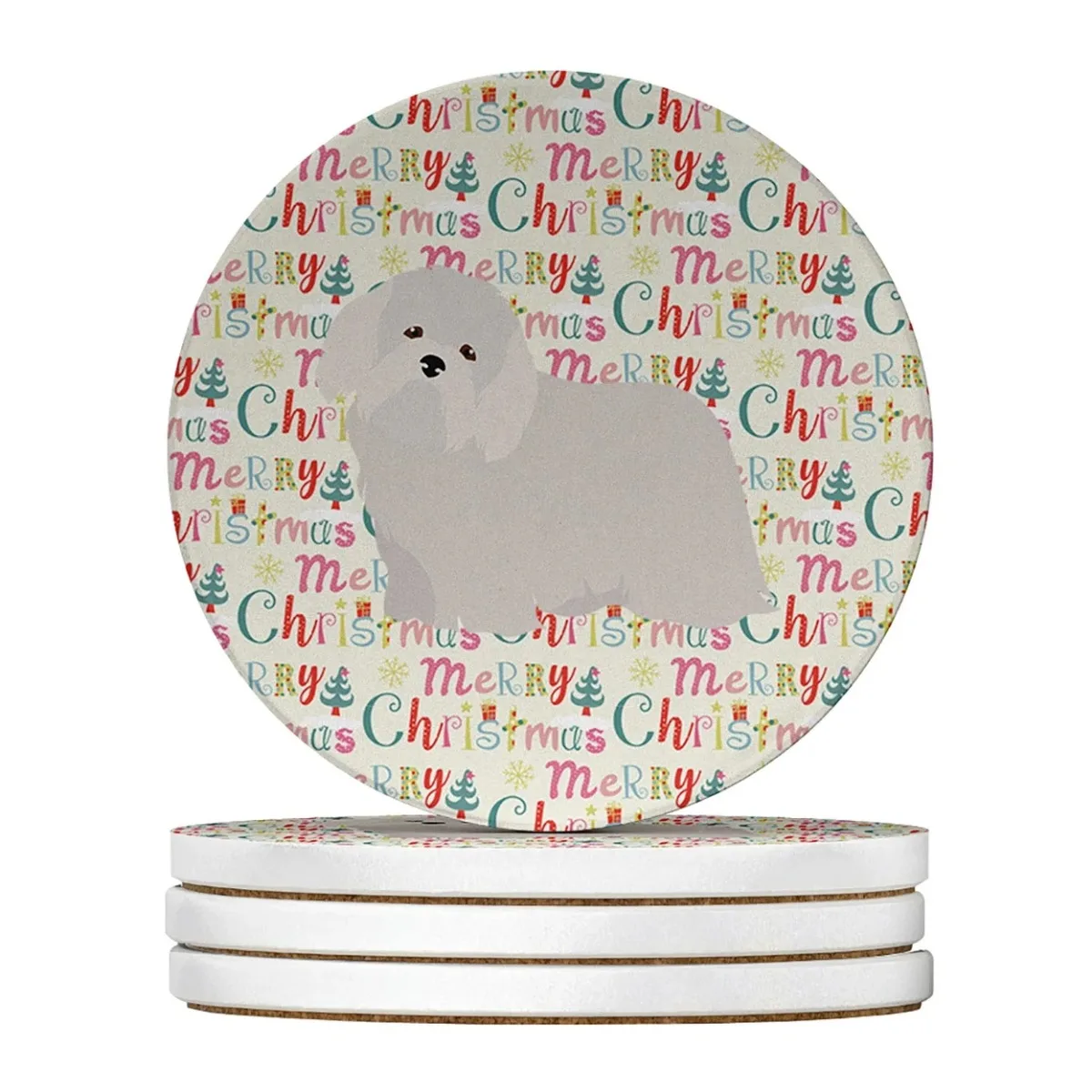 

Coton de Tulear #2 Merry Christmas Large Sandstone Coasters Pack of 4 4 in x 4 in