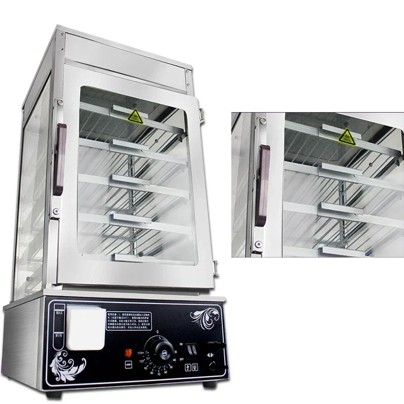 HX-500H Commercial Steamed Bun Xiao Long Bao Machine Desktop Large Capacity Steaming Cabinet Glass Buns Mobile Heating Cabinet