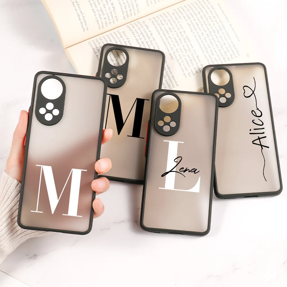 DIY Custom Name Letter Case For Huawei P30 Lite P40 Pro P50