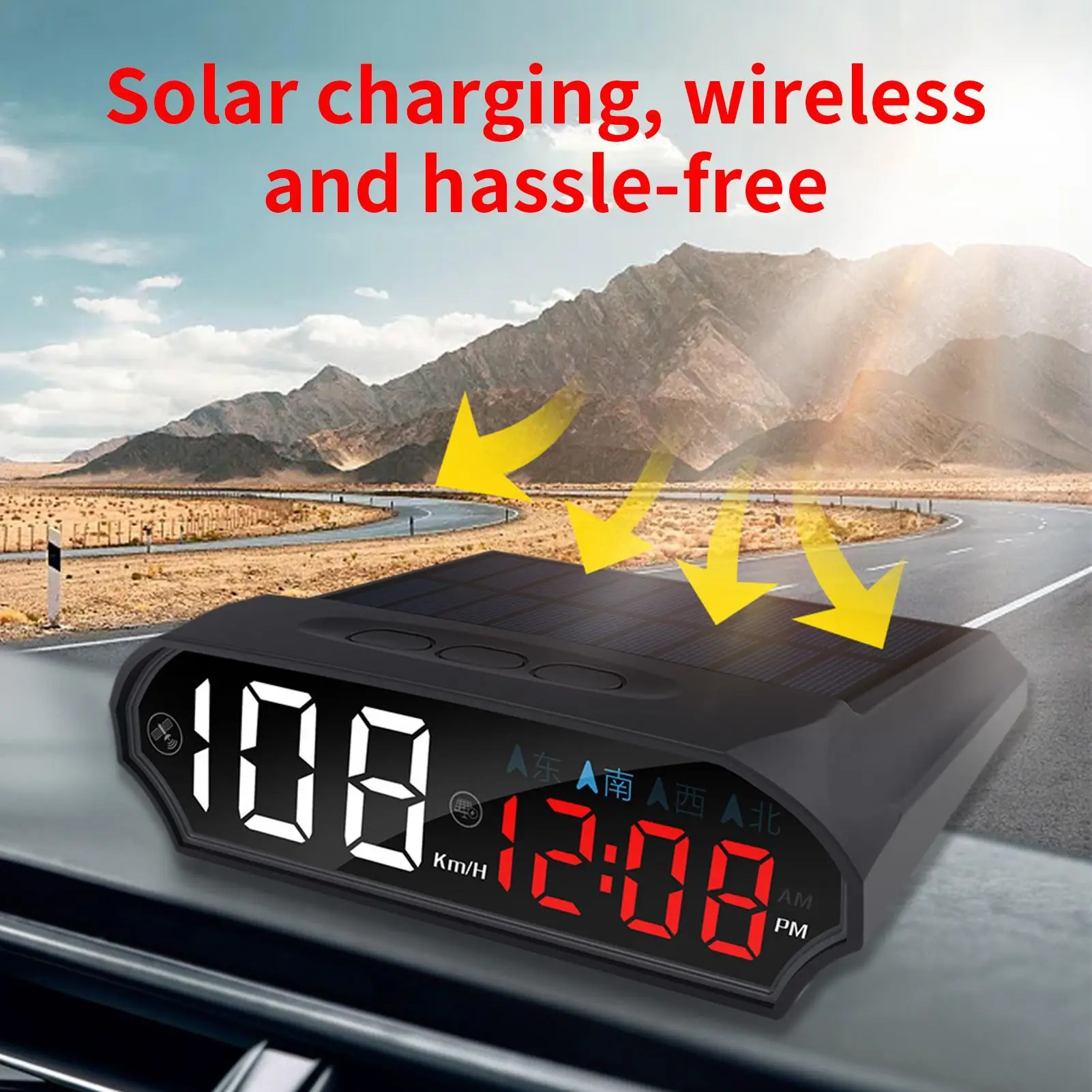 Display Heads Up ad energia solare Forniture per il monitoraggio della velocità del veicolo Tachimetro digitale automatico per sedani RV SUV Camion Driver - immagine 5