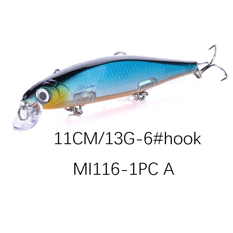 100Pcs Short Tongue Plate Mino 11cm Suspended Submerged Long Throw Mino False Bait 13g Long Throw Sea Bass 2